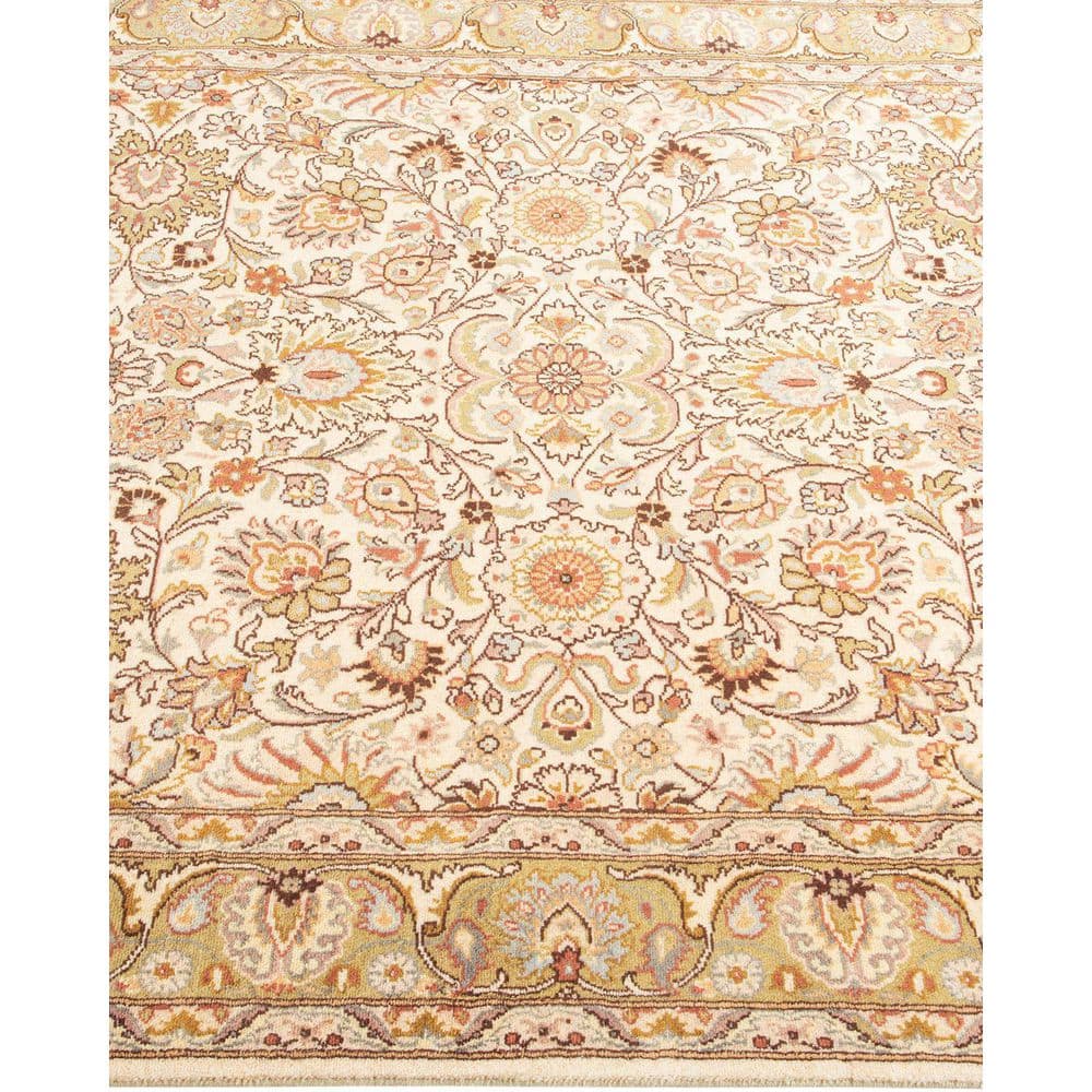 Hand-Knotted Beige Wool Traditional 4' x 6' Area Rug