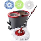 Spin Mop and Bucket System with 3 Mop Head Refills Included