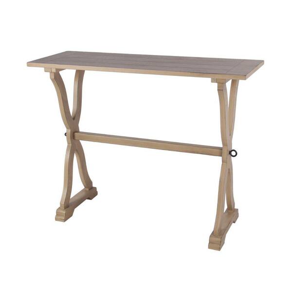 Benjara 13.75 in. Brown Rectangle Wood Top Console Table with Sled Base