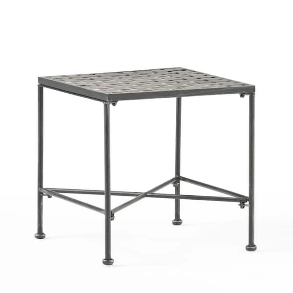 Black 18 in. sq. Metal Outdoor Side Table