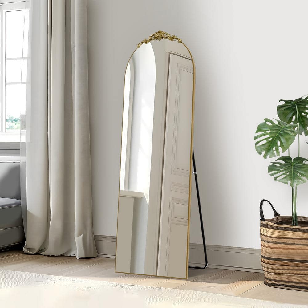 23 in. W x 67 in. H Wood Frame Arched Floor Mirror, Bedroom Living Room Wal