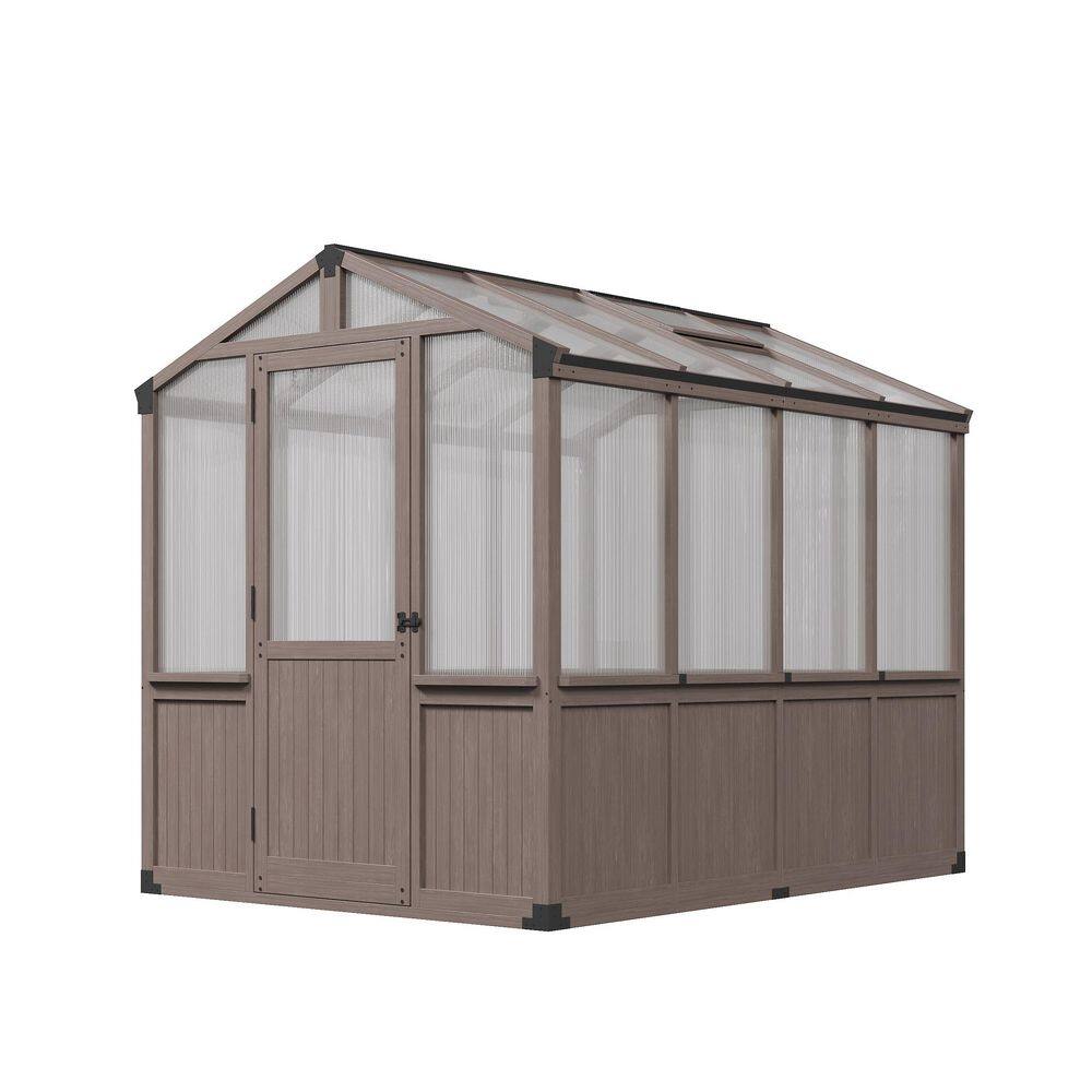 6 ft. x 8 ft. Wooden Garden Plant Greenhouse for Outdoors with 2-Layer Polycarbonate Panels and Adjustable Roof Vent price history on PriceWatchPro