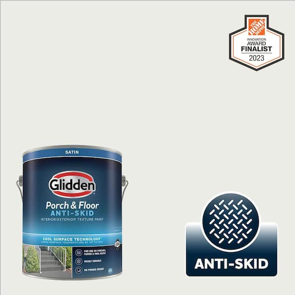 Glidden Porch and Floor 1 gal. PPG0998-1 Cotton Tail Satin Interior/Exterior Anti-Skid Porch and Floor Paint with Cool Surface Technology