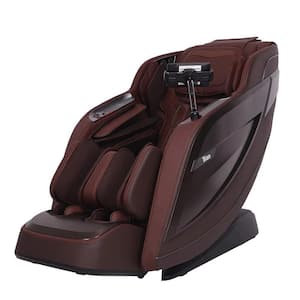 Pro 8500 MAX Series Brown Faux Leather Reclining 4D Massage Chair with Zero Gravity, Dual Rail Massage, 24 Auto Programs