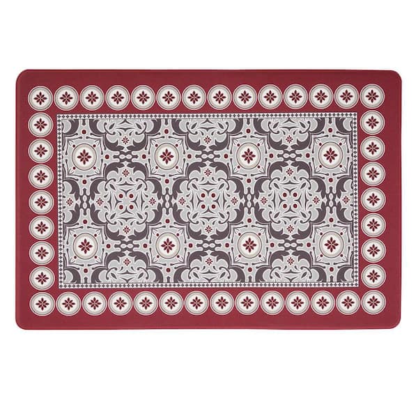 RayStar Red 20 in. x 30 in x 0.39in. PVC Kitchen Mat Anti-Fatigue Mat Non-Slip