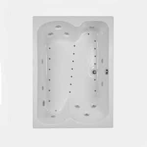 60 in. Acrylic Reversible Drain Rectangular Alcove Whirlpool Bathtub in Biscuit