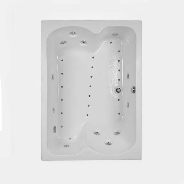 60 in. Acrylic Reversible Drain Rectangular Alcove Whirlpool Bathtub in White