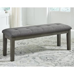 Hallanden Gray 50 in. Bedroom Bench Dining Bench Without Back with Foam Cushion