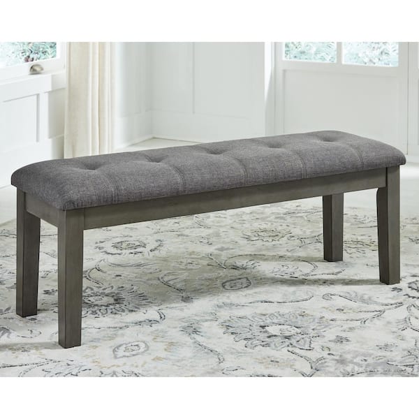 Signature Design By Ashley Hallanden Gray 50 in. Bedroom Bench Dining Bench Without Back with Foam Cushion