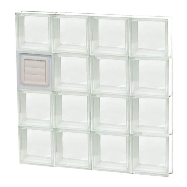 Clearly Secure 31 in. x 31 in. x 3.125 in. Frameless Clear Glass Block Window with Dryer Vent