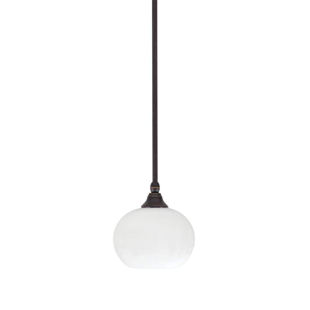 Sparta 100-Watt 1-Light Dark Granite Shaded Pendant Light with White Muslin