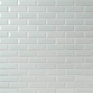 Take Home Tile Sample - Dove Gray Beveled 4 in. x 4 in. Glossy Ceramic Mosaic Tile