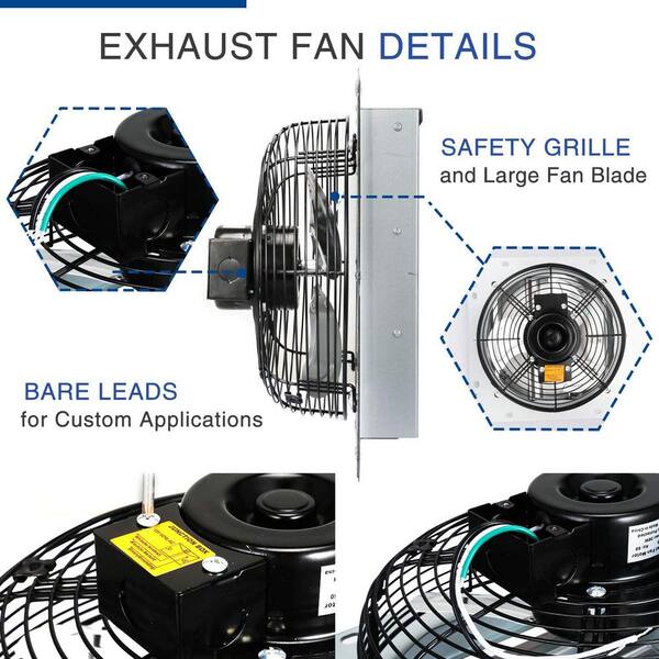 あや Siavonce 12 in. Shutter Exhaust Doorway Mounted Wall Fan