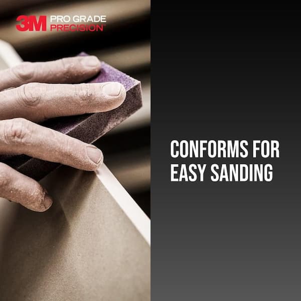 3M - Pro Grade Precision 2 1/2 in. x 4-1/2 in. x 1 in. 120-Grit Medium Block Sanding Sponge (2-Pack)