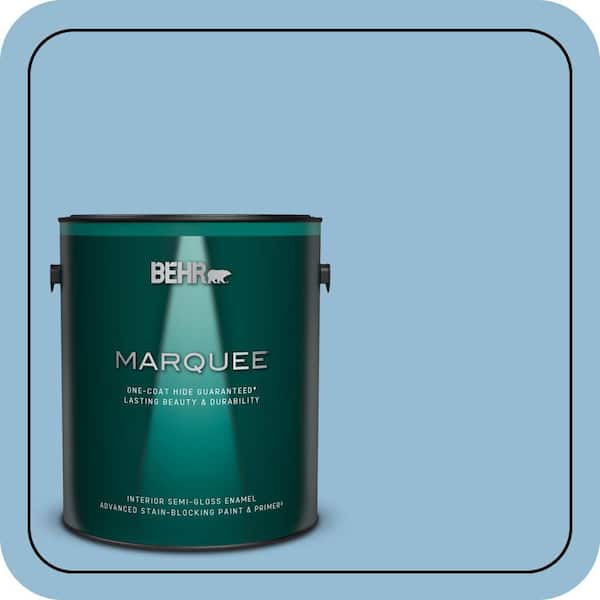 BEHR MARQUEE 1 gal. #M500-3 Blue Chalk color One-Coat Hide Semi-Gloss Enamel Interior Paint & Primer