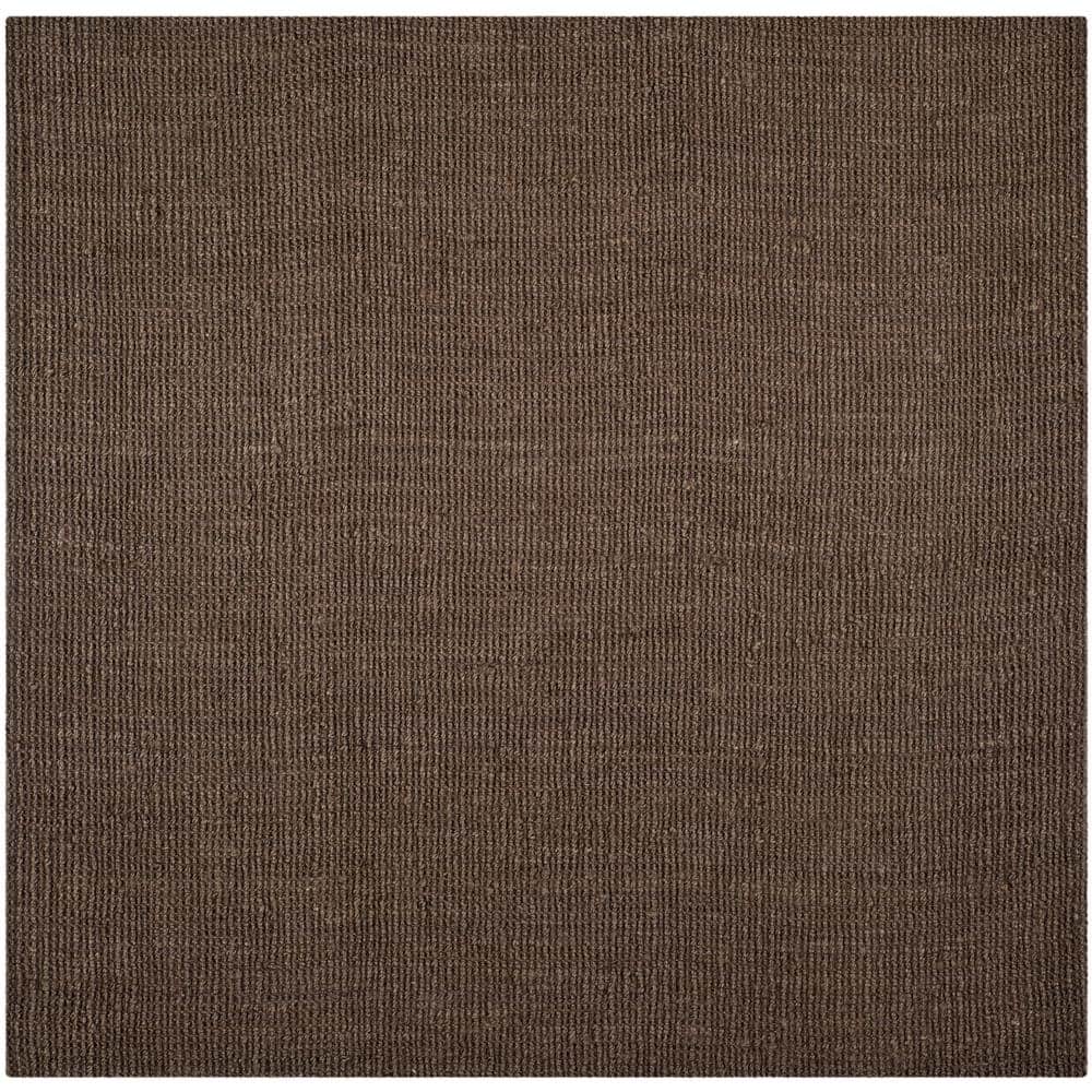 SAFAVIEH Natural Fiber Brown 10 ft. x 10 ft. Woven Crosstitch Square ...