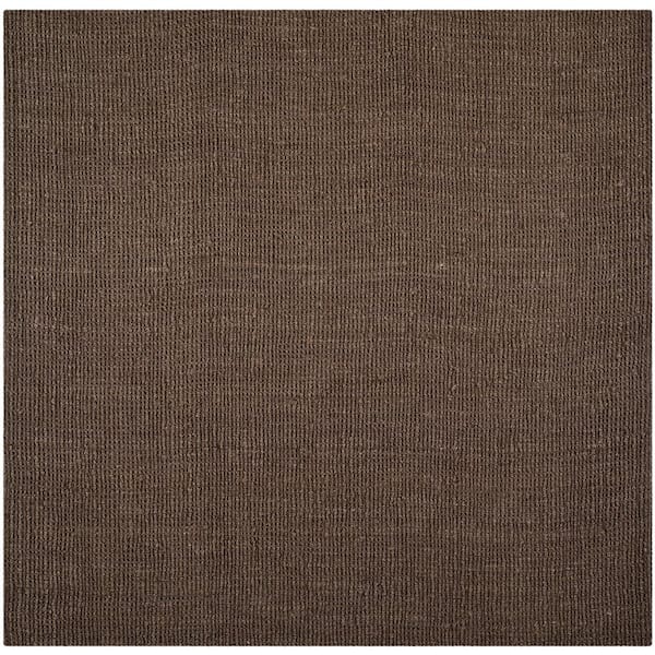Natural Fiber Brown 10 ft. x 10 ft. Woven Crosstitch Square Area Rug