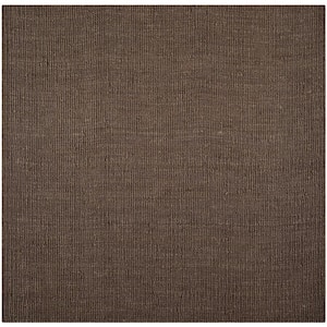 Natural Fiber Brown 4 ft. x 4 ft. Woven Crosstitch Square Area Rug