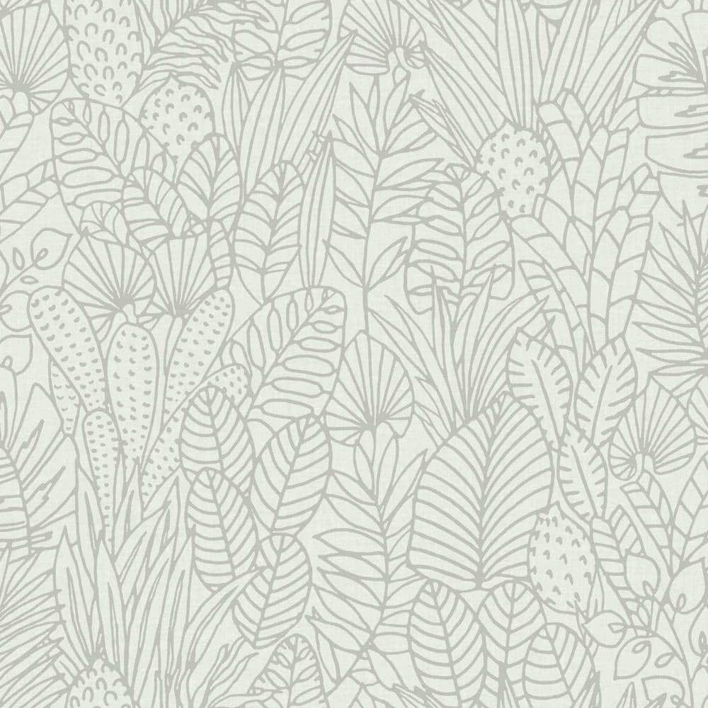 Tropical Leaves Sketch Peel and Stick Wallpaper