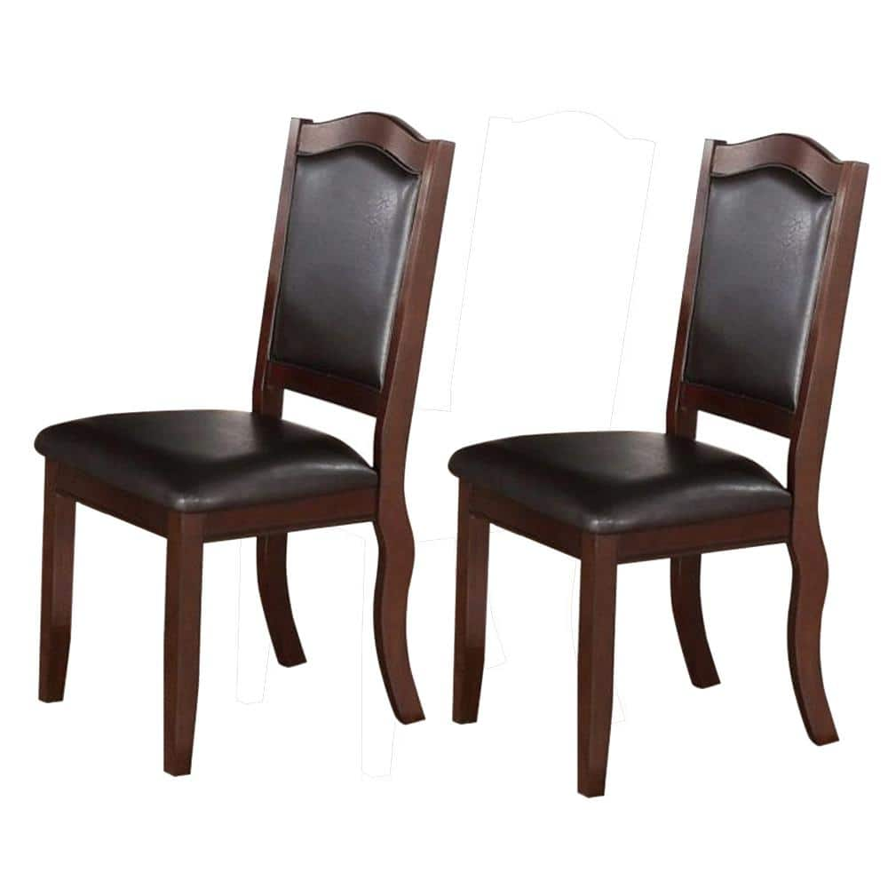 Contemporary Brown and Black Rubber Wood Dining Chair (Set of 2) -  Benjara, BM171511