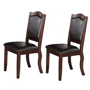 Contemporary Brown and Black Rubber Wood Dining Chair (Set of 2)