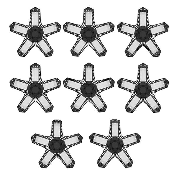 YANSUN 11.88 in. 80-Watt 5-Leaf Integrated LED Folding Cluster Garage Light Flush Mount (8-Pack)