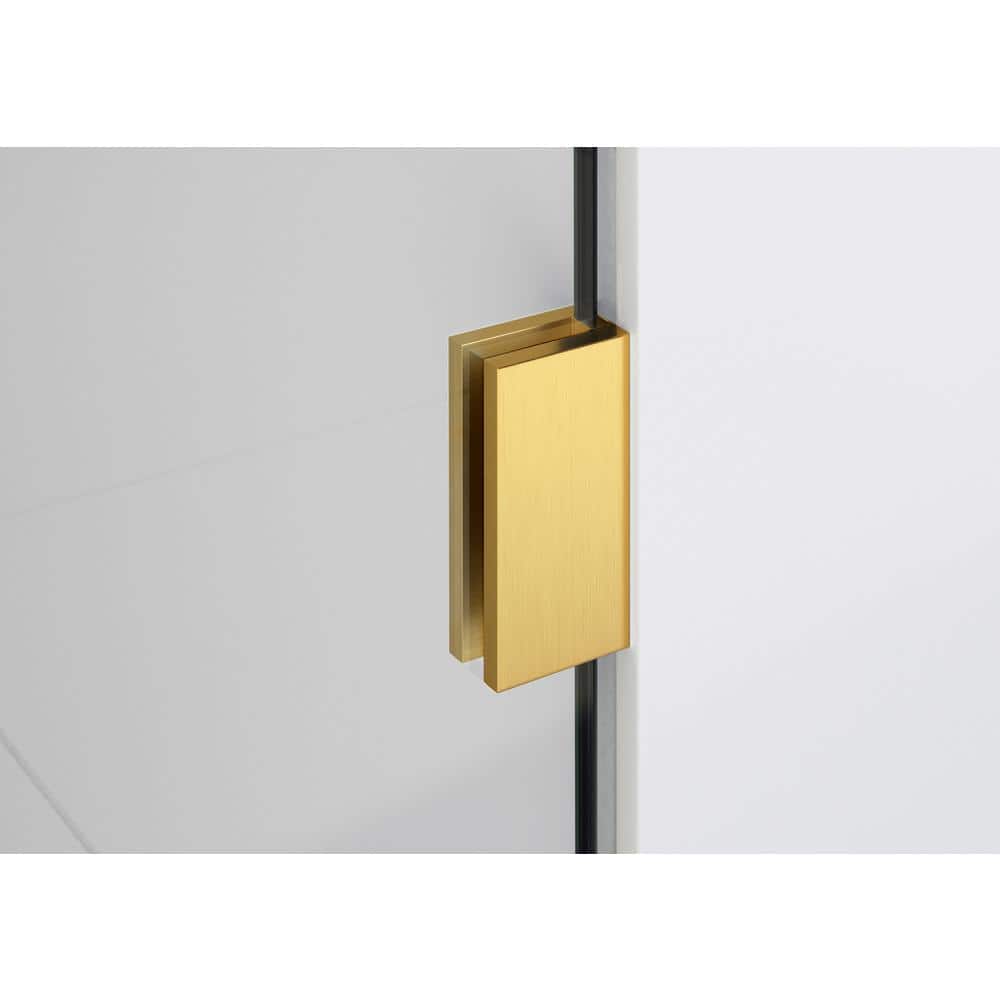 Illume 78" Frameless Clear Glass Shower Door with Satin Brass Hardware