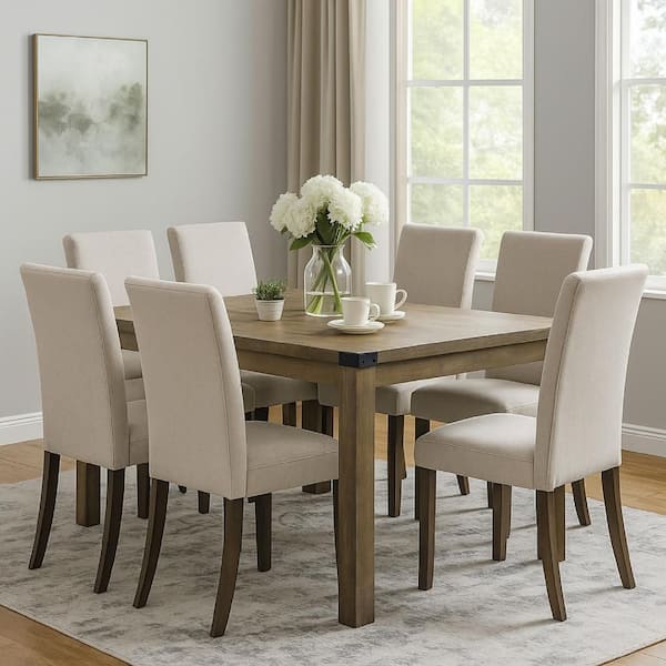 Eli Brown and Gray Wood Rectangle 32 in. 4 Legs Base Dining Table Seats 6