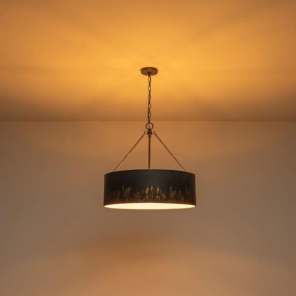 ZYZWMB 24 in. 6-Light Modern Industrial Black Drum Chandelier