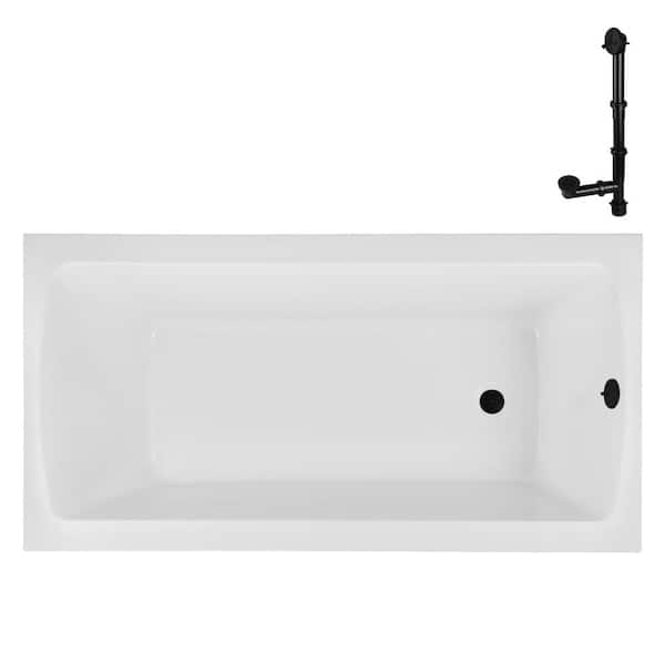 Streamline N-4360-751-BL 66 in. x 34 in. Rectangular Acrylic Soaking Drop-In Bathtub, with Reversible Drain in Matte Black