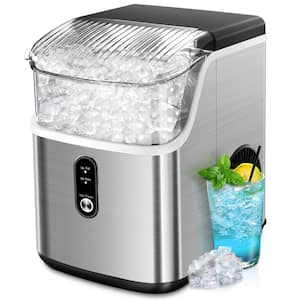 8.66 in. 33 lbs. Countertop or Portable Nugget Ice Maker in Silver Stainless Steel