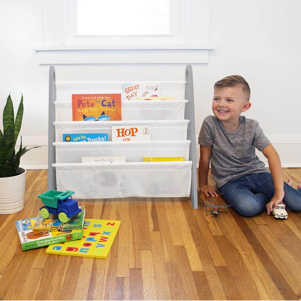 White and Gray Modern Sling Kids Bookshelf