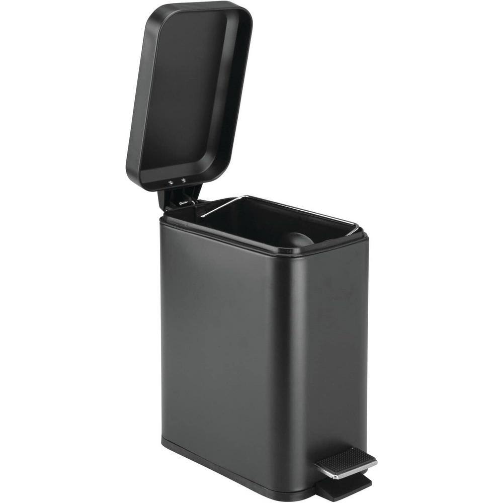 Dyiom Rectangle Metal Lidded Step Trash Can, Compact Garbage Bin with Removable Liner Bucket and