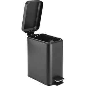 Rectangle Metal Lidded Step Trash Can, Compact Garbage Bin with Removable Liner Bucket and Handle for Bathroom