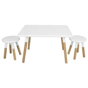 Kids 3-Piece Round MDF Dipped Top White Table Set