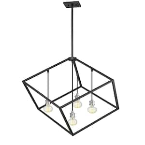 4-Light Matte Black and Brushed Nickel Standard Pendant