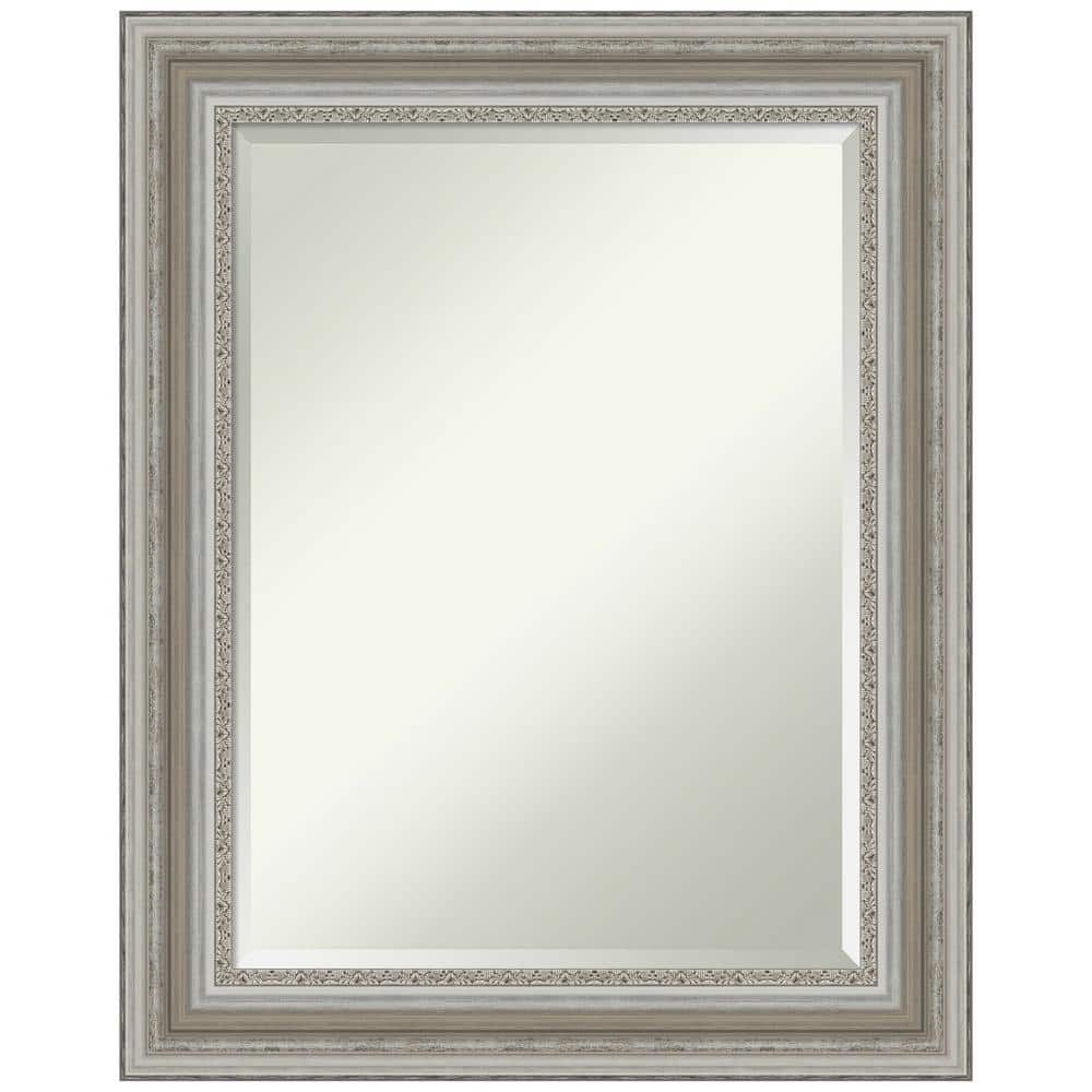 Parlor Silver Rectangular Beveled Bathroom Vanity Mirror