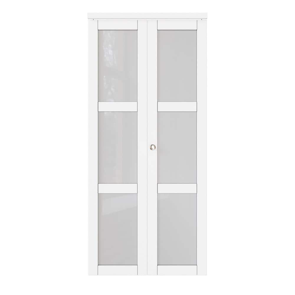 Ark Design 36 In X 80 In 3 Lite Tempered Frosted Glass Solid Core White Finished Mdf Interior