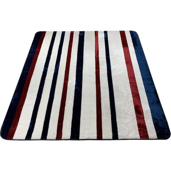 Blanket Series Stripes Navy 6 ft. x 6 ft. Contemporary Rectangular Area Rug