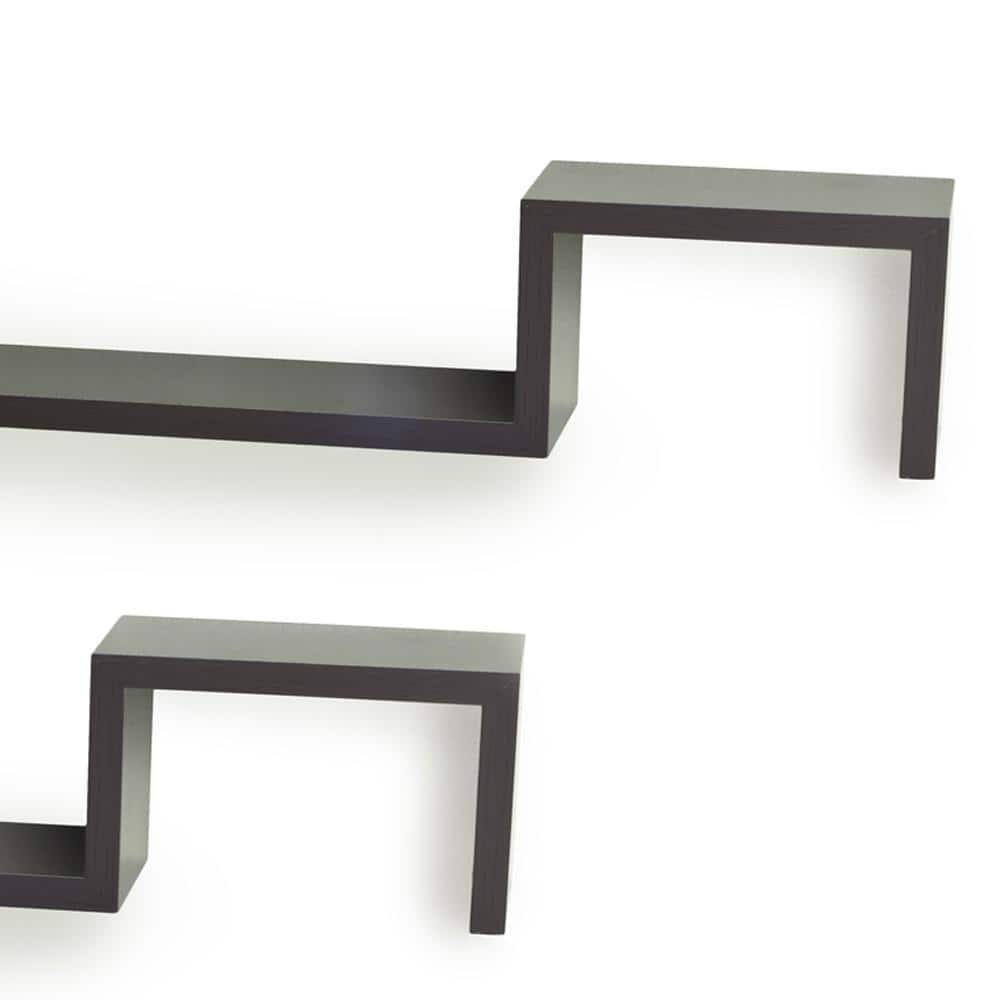 Black Geometric MDF Wall Display Shelves, Set of 2