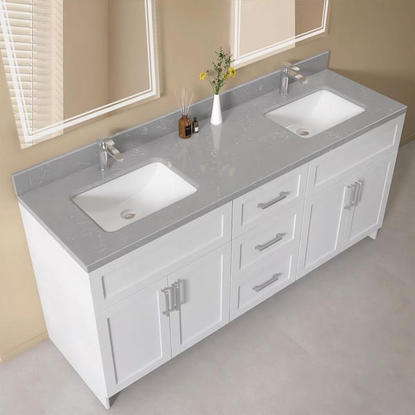 NTQ Gudt 72 in. W x 22 in. D Engineered Stone Vanity Top