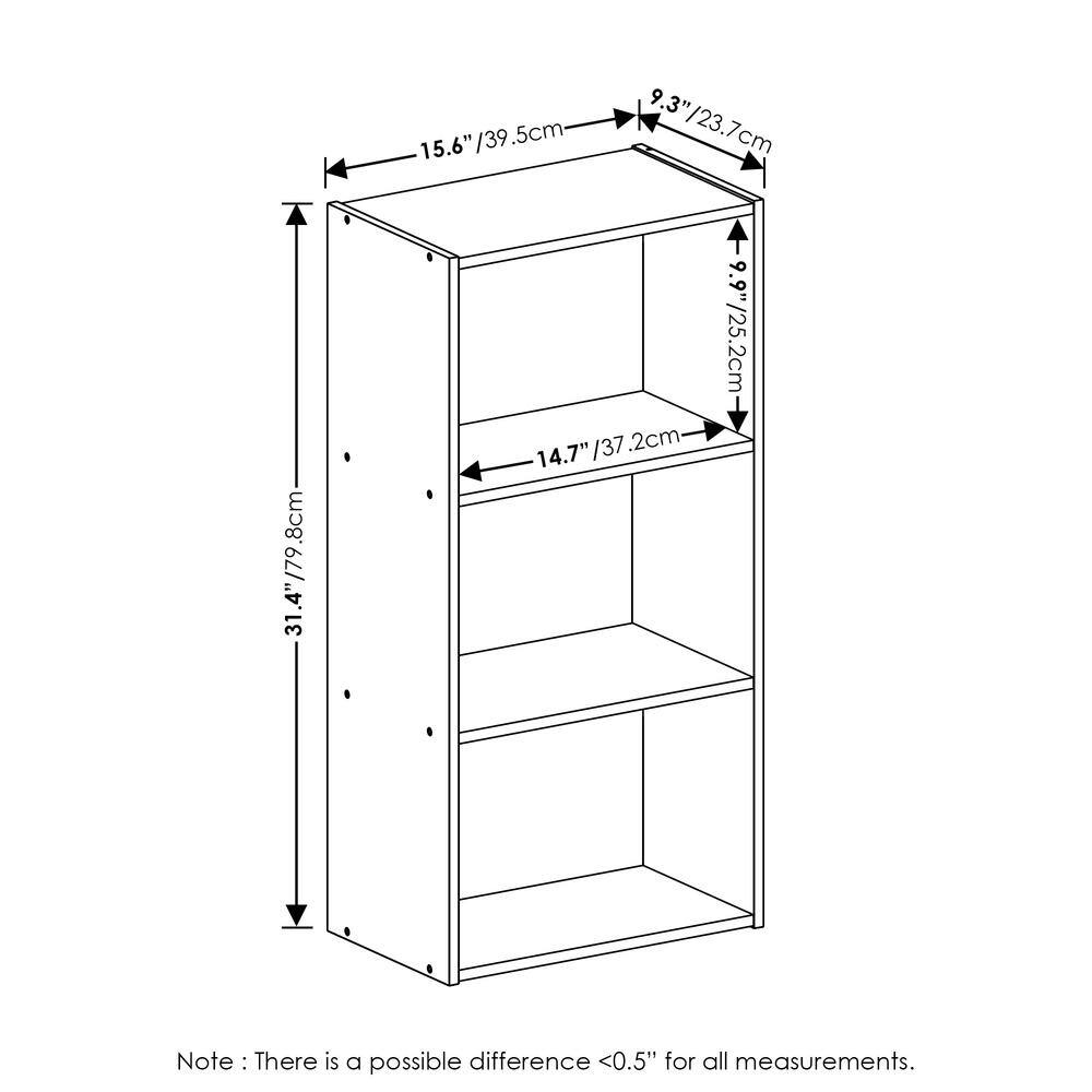 Contemporary French Oak White 3-Tier Open Shelf Bookcase