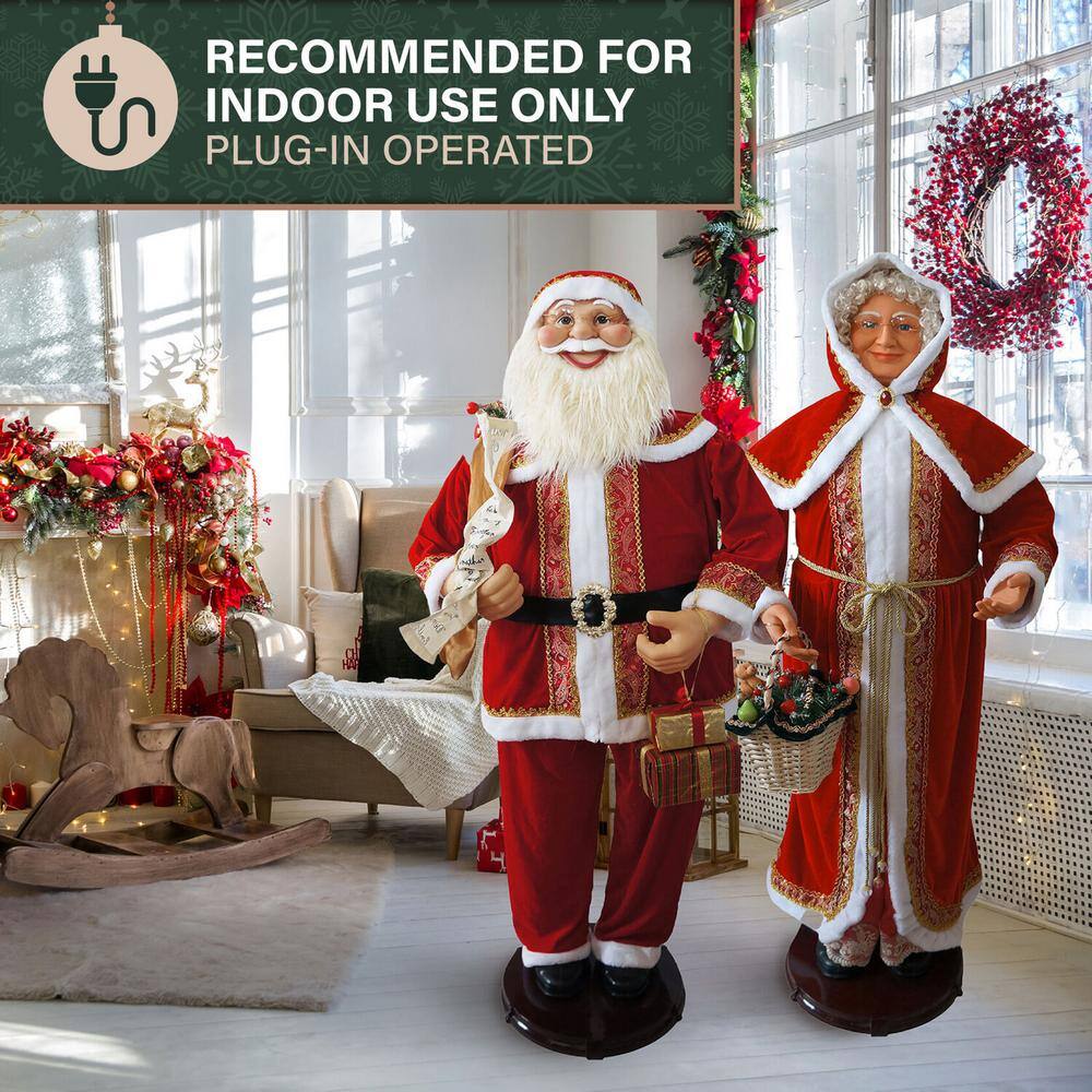 Life-Size Red Velvet Dancing Mrs. Claus with Basket