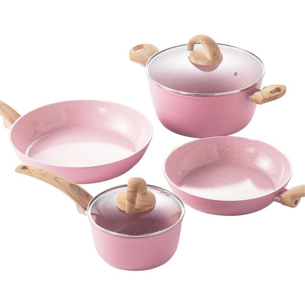 Ceramic Nonstick 9.5 in. Frying Pan and 11 in. Frying Pan Granite Pattern Induction Cookware Set, 6-Piece