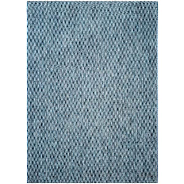 Courtyard Navy/Gray 8 ft. x 11 ft. Solid Indoor/Outdoor Patio  Area Rug