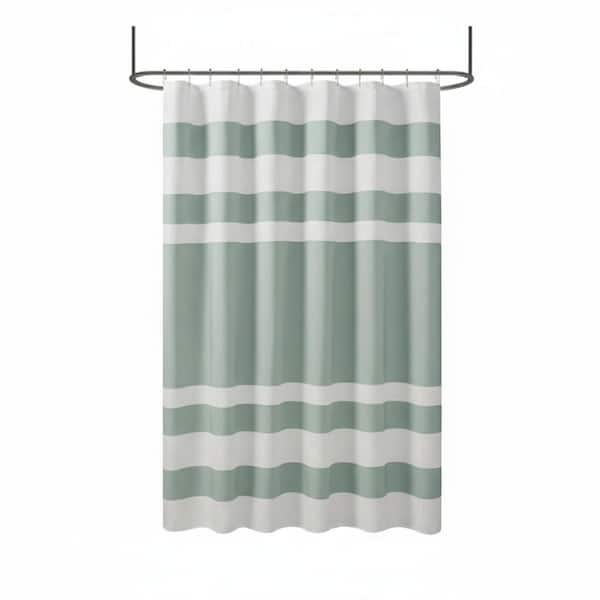 Spa Waffle 72 in. W x 84 in. L Polyester Shower Curtain with 3M Treatment in Sage Green