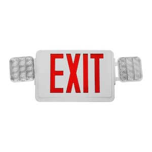 ECL1 25-Watt White Integrated LED Exit Sign with Emergency Lights and Red Lettering