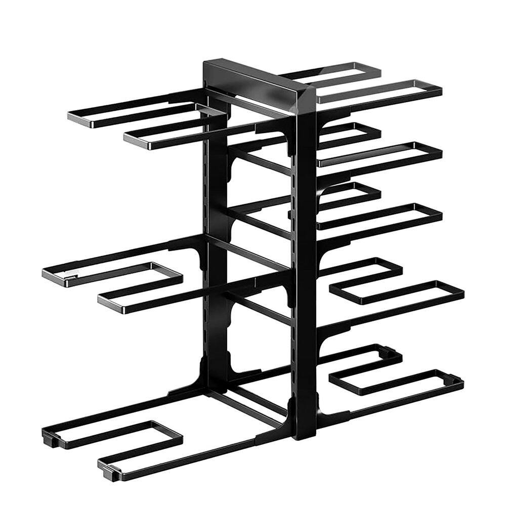 Black Adjustable 8-Tier Under Cabinet Organizer Pot Rack Height Adjustable Kitchen Storage Rack Easy Installation