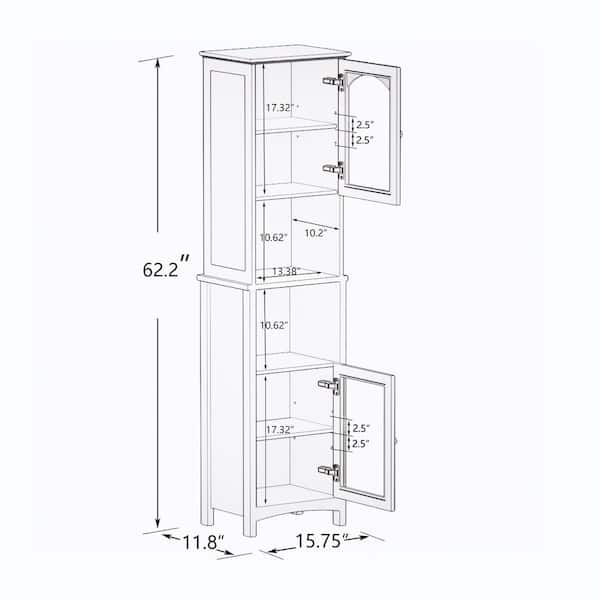 15.74 in. W x 11.8 in. D x 64.96 in. H White Narrow Height Slim