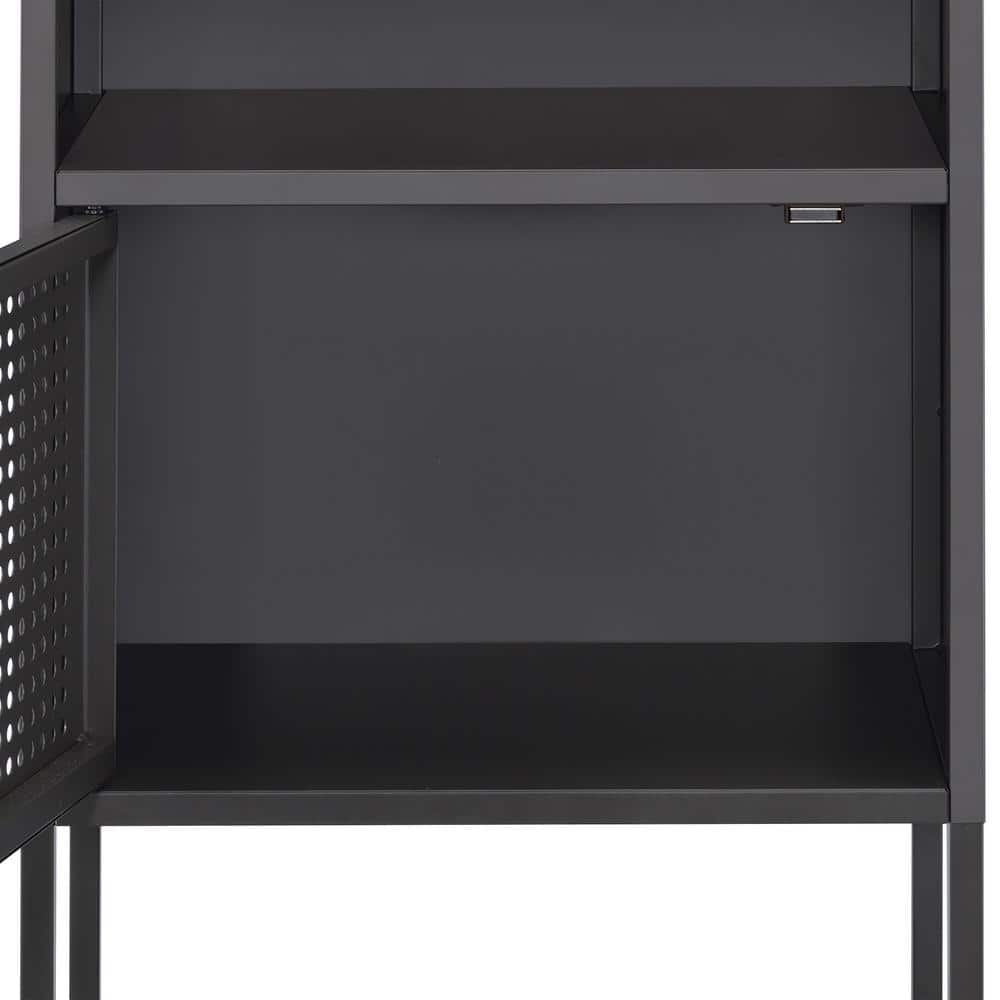Gemma Contemporary Gray Metal Nightstand with USB Port